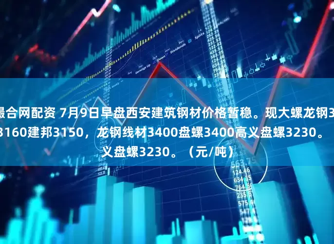 撮合网配资 7月9日早盘西安建筑钢材价格暂稳。现大螺龙钢3170晋钢3160建邦3150，龙钢线材3400盘螺3400高义盘螺3230。（元/吨）